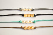 Brown ankle bracelet with matt gold nugget beads cubes - shani-adi-jewerly