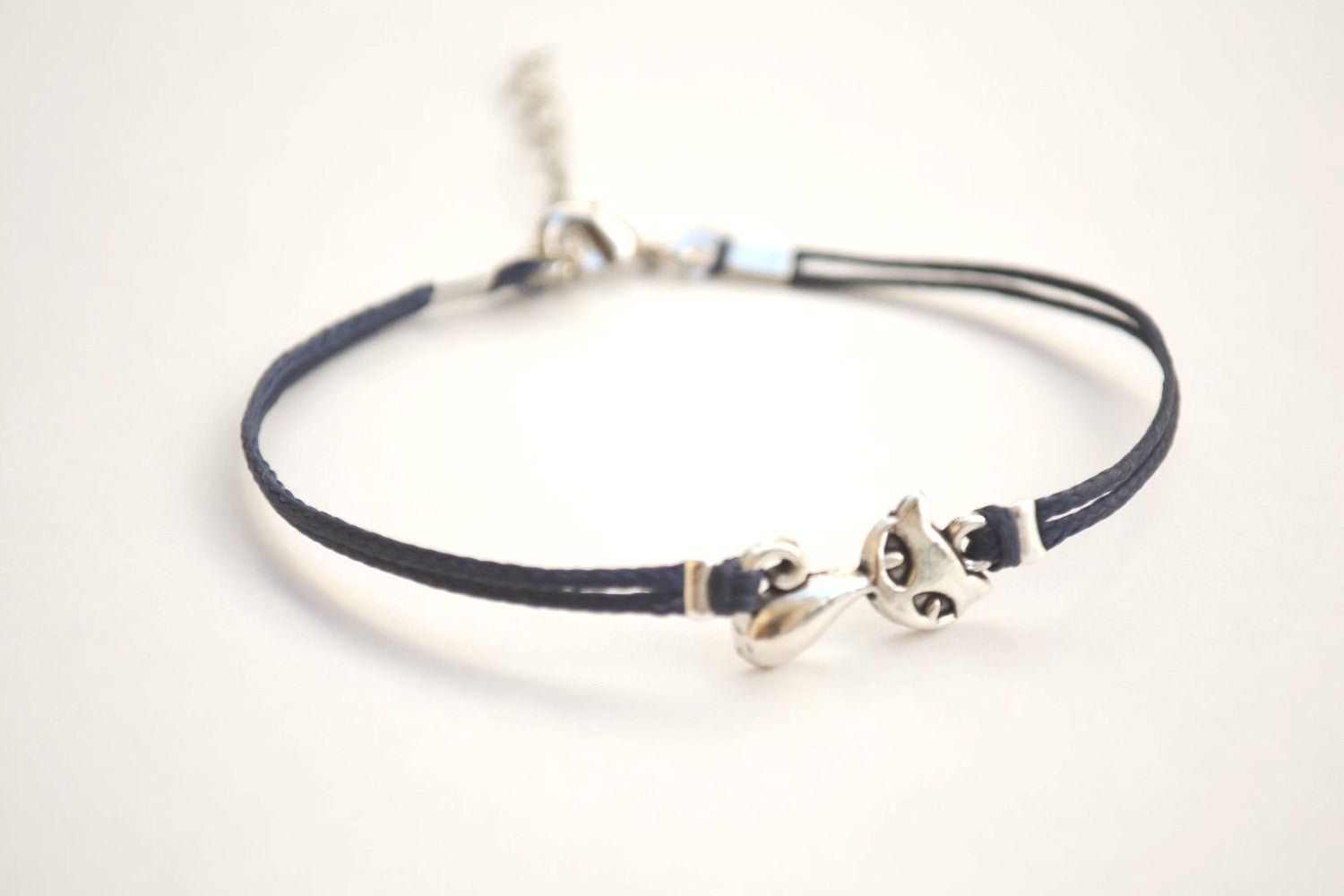 Cat bracelet, blue cord - shani-adi-jewerly