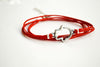 Red wrapped bracelet with a silver Hamsa charm, Kabbalah bracelet - shani-adi-jewerly