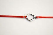 Red wrapped bracelet with a silver Hamsa charm, Kabbalah bracelet - shani-adi-jewerly