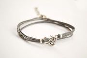 Wrapped om bracelet, gray cord - shani-adi-jewerly