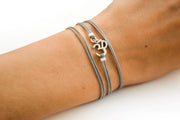 Wrapped om bracelet, gray cord - shani-adi-jewerly