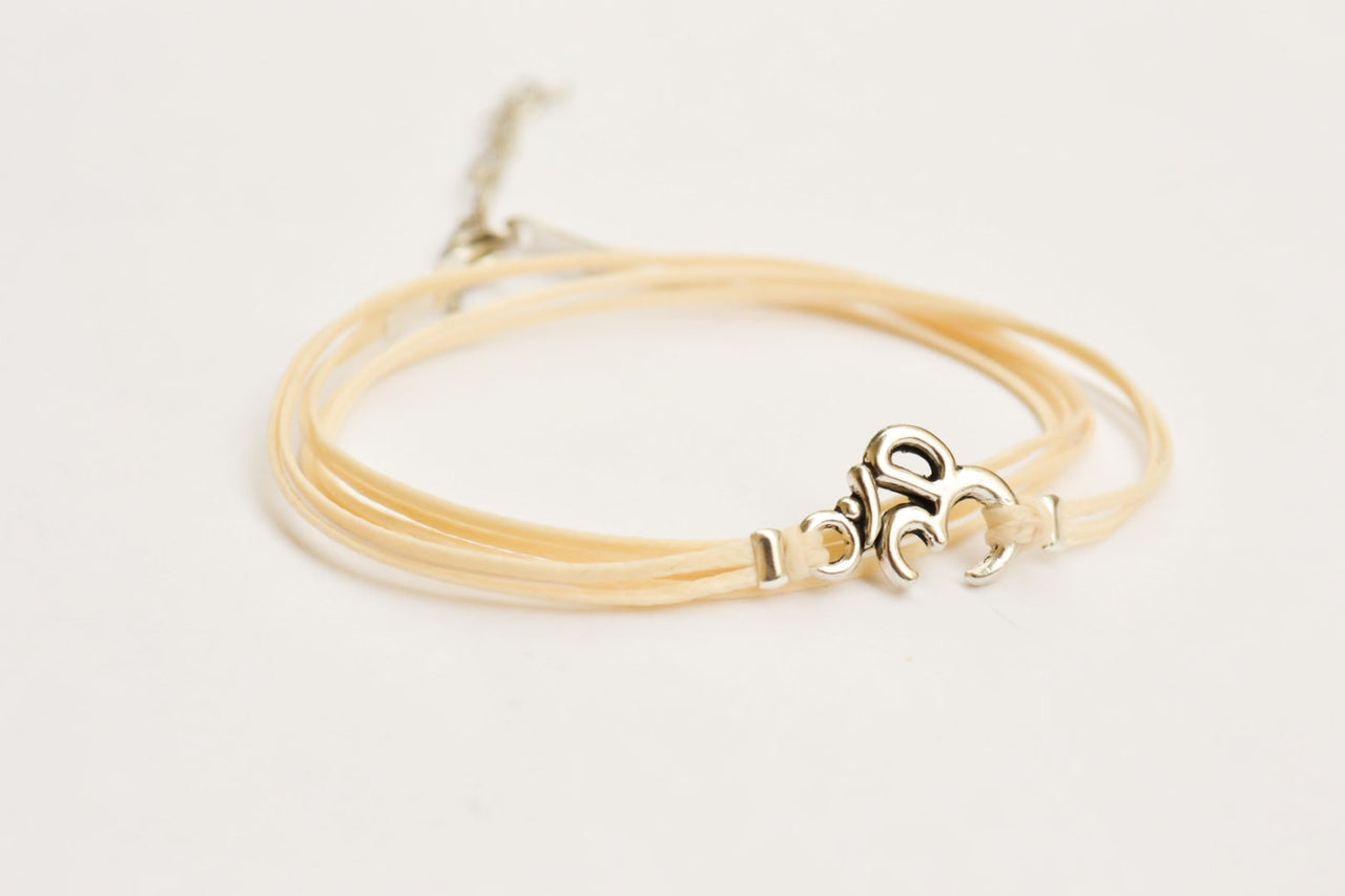 Silver Om bracelet, wrapped ohm bracelet, yoga jewelry, hindu synbol - shani-adi-jewerly