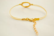 Karma bracelet for women, gold circle and beige cord, yoga jewelry - shani-adi-jewerly