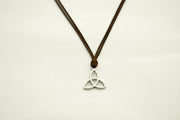 Trinity necklace for men, brown cord - shani-adi-jewerly