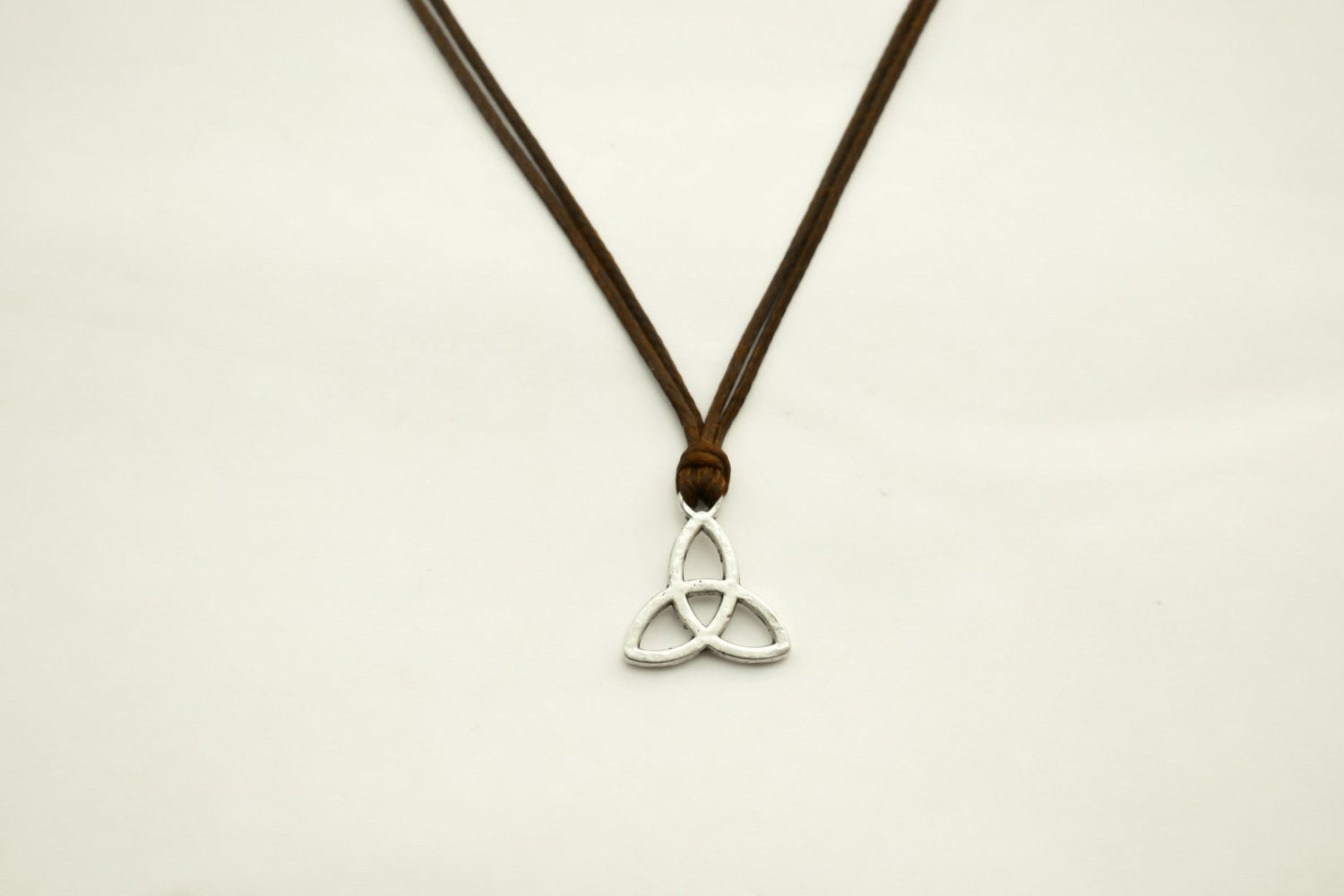 Trinity necklace for men, brown cord - shani-adi-jewerly