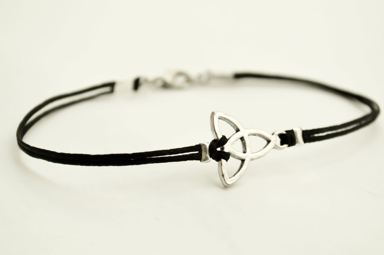Trinity bracelet for men, black cord, yoga bracelet - shani-adi-jewerly