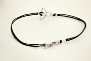 Trinity bracelet for men, black cord, yoga bracelet - shani-adi-jewerly