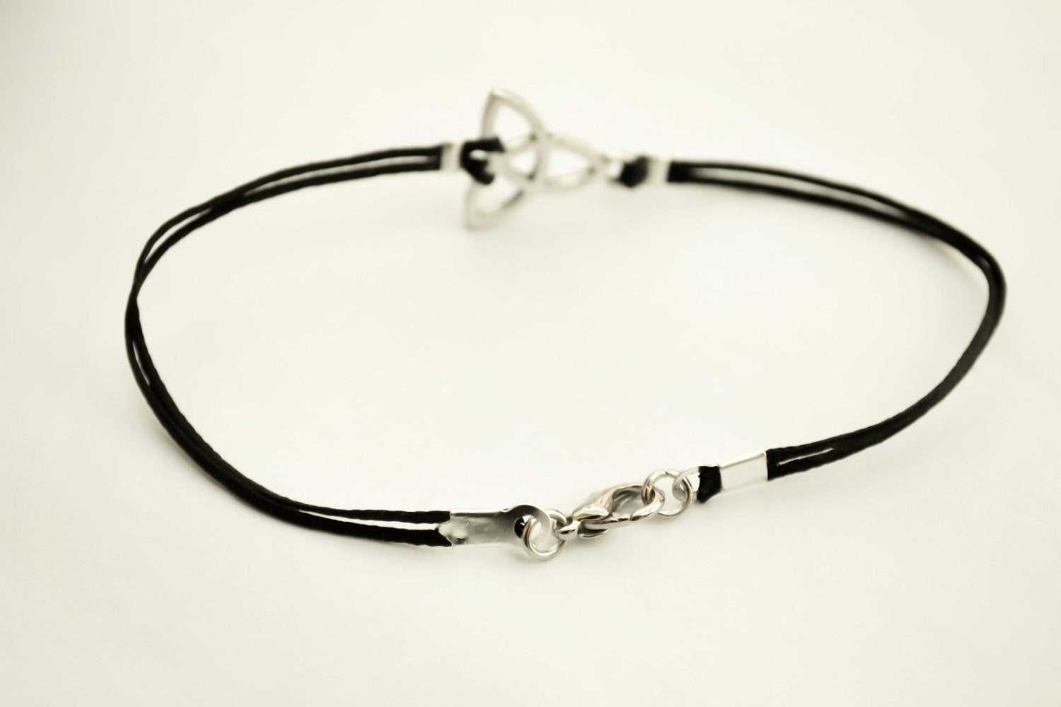 Trinity bracelet for men, black cord, yoga bracelet - shani-adi-jewerly