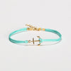 Gold anchor ankle bracelet, turquoise cord - shani-adi-jewerly