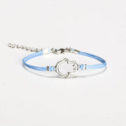 Blue cord bracelet with silver Hamsa charm - shani-adi-jewerly