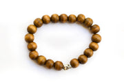 Silver skull bracelet for men, wood beads men's gothic jewelry - shani-adi-jewerly