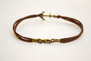 Bronze Anchor cord bracelet, brown cords - shani-adi-jewerly