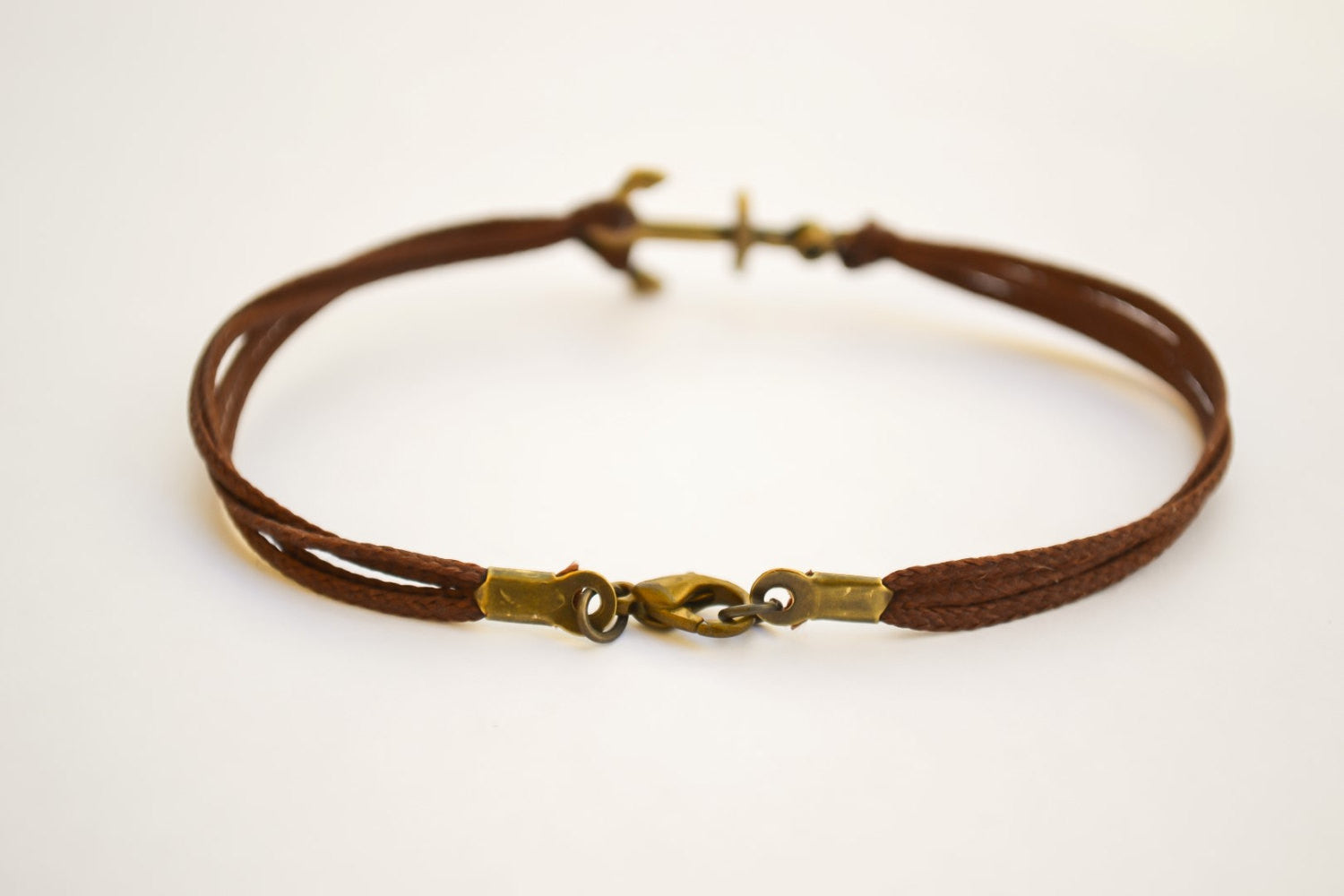 Brown cords bronze anchor bracelet for men - shani-adi-jewerly