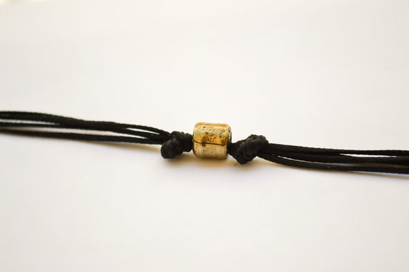 Bronze tube necklace for men, black cord - shani-adi-jewerly