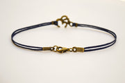 Bronze Om bracelet for men, blue cord - shani-adi-jewerly