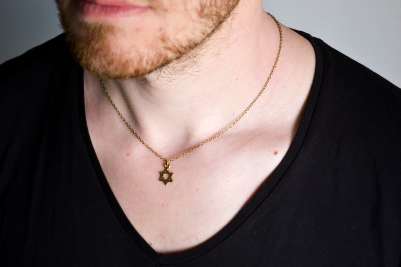 Bronze Star of David chain necklace for men - shani-adi-jewerly