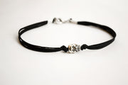 Men's bracelet with a silver skull charm and a black cord - shani-adi-jewerly