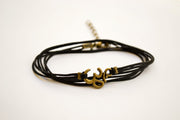 Wrapped bracelet with bronze tone Om charm - shani-adi-jewerly