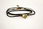 Wrapped bracelet with bronze tone Om charm - shani-adi-jewerly