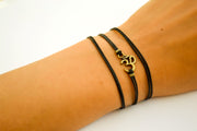Wrapped bracelet with bronze tone Om charm - shani-adi-jewerly