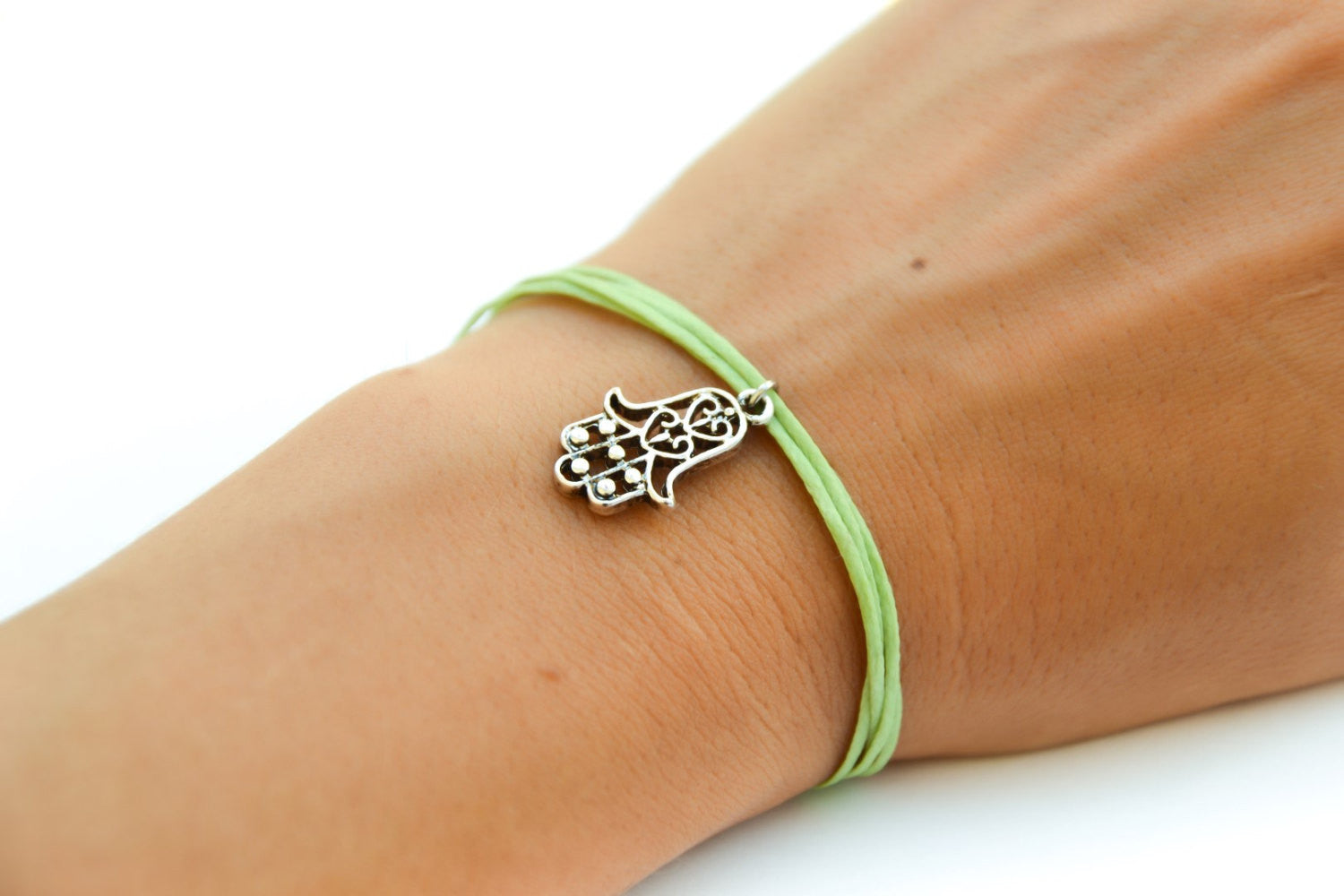 Green cord Hamsa Bracelet - shani-adi-jewerly