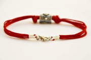 Red Kabbalah Hamsa bracelet for men, red string, Hand and fish on silver bead - shani-adi-jewerly