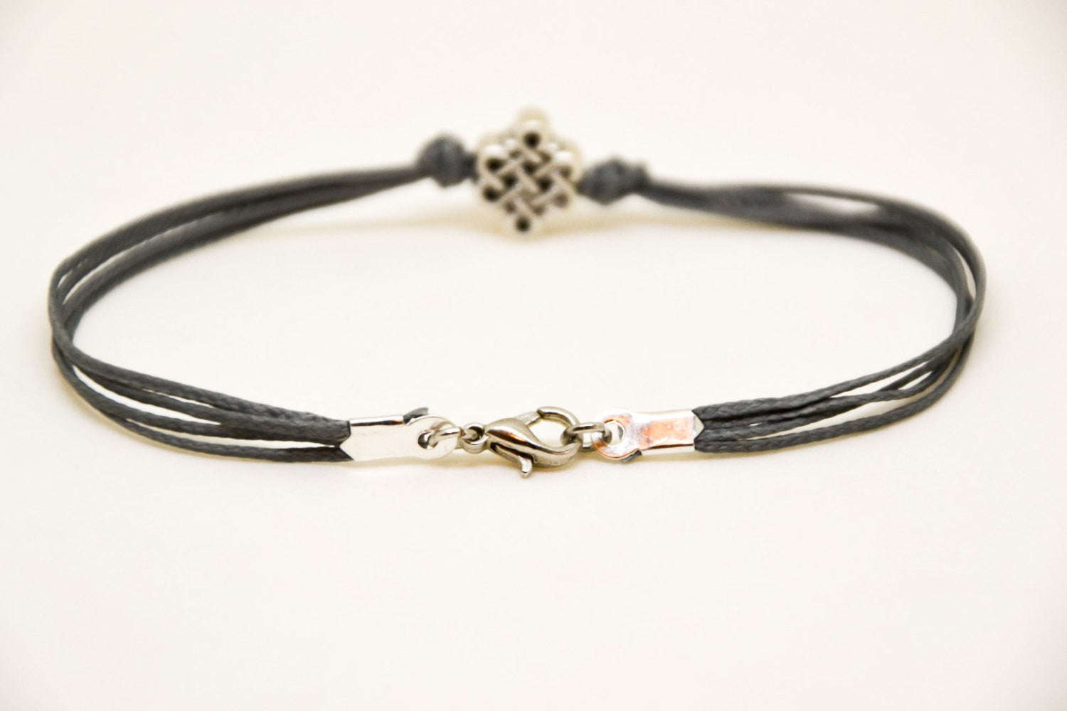 Infinity bracelet for men with gray cord - shani-adi-jewerly