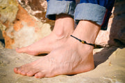Men's anklet with a bronze tube charm and a black cord - shani-adi-jewerly