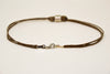 Men's anklet with a silver tube charm and a brown cord - shani-adi-jewerly