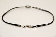 Silver Star of David Anklet for men, black cord - shani-adi-jewerly