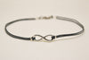 Men's anklet with a silver infinity charm and a gray cord - shani-adi-jewerly