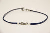 Men's anklet with a silver anchor, blue cord - shani-adi-jewerly