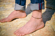 Men's anklet with bronze Star of David, brown cord - shani-adi-jewerly
