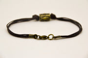 Bronze Hamsa bracelet for men, brown cord - shani-adi-jewerly