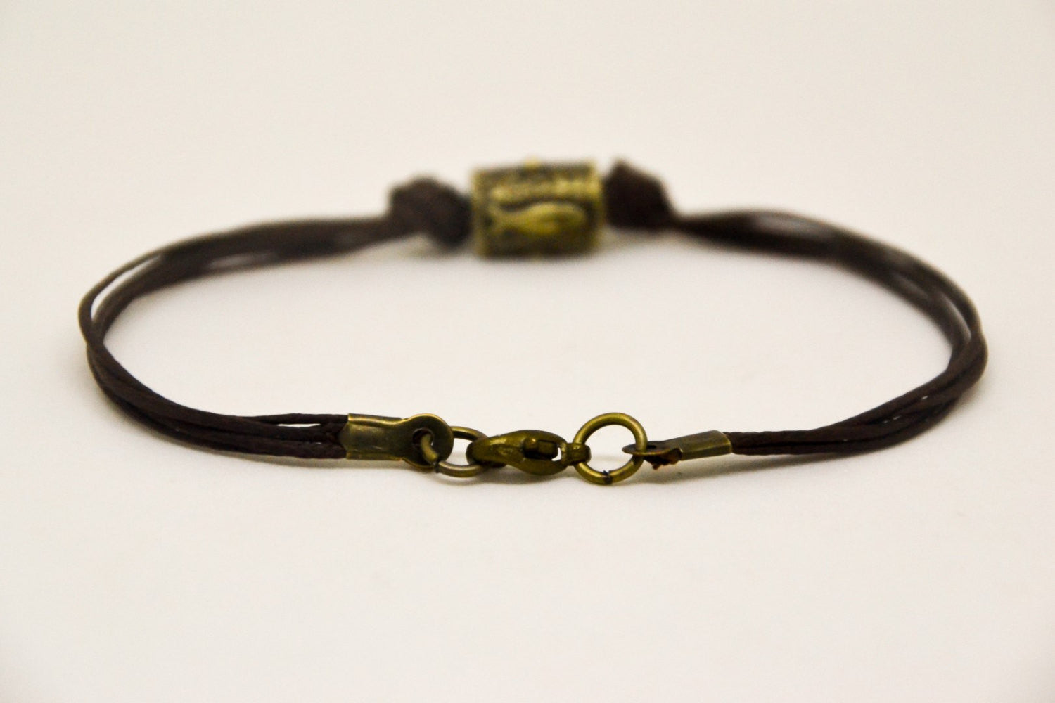 Bronze Hamsa bracelet for men, brown cord - shani-adi-jewerly