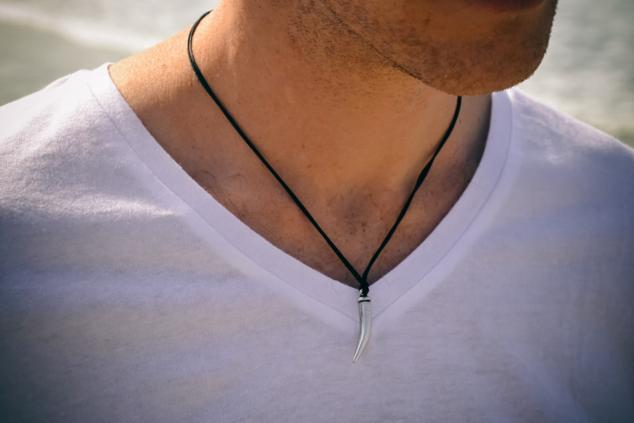 Claw necklace for men, black cord - shani-adi-jewerly