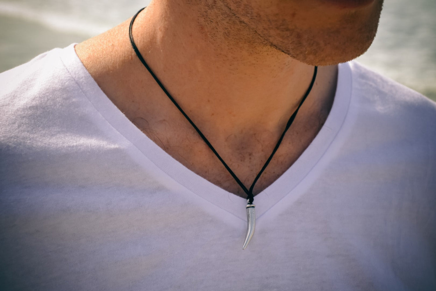 Claw necklace for men, black cord - shani-adi-jewerly