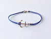 Bronze anchor bracelet for men, blue cord - shani-adi-jewerly