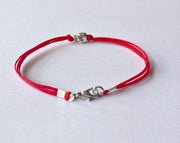 Skull bracelet for men, red cord - shani-adi-jewerly