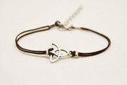 Brown bracelet with silver Trinity charm for women - shani-adi-jewerly