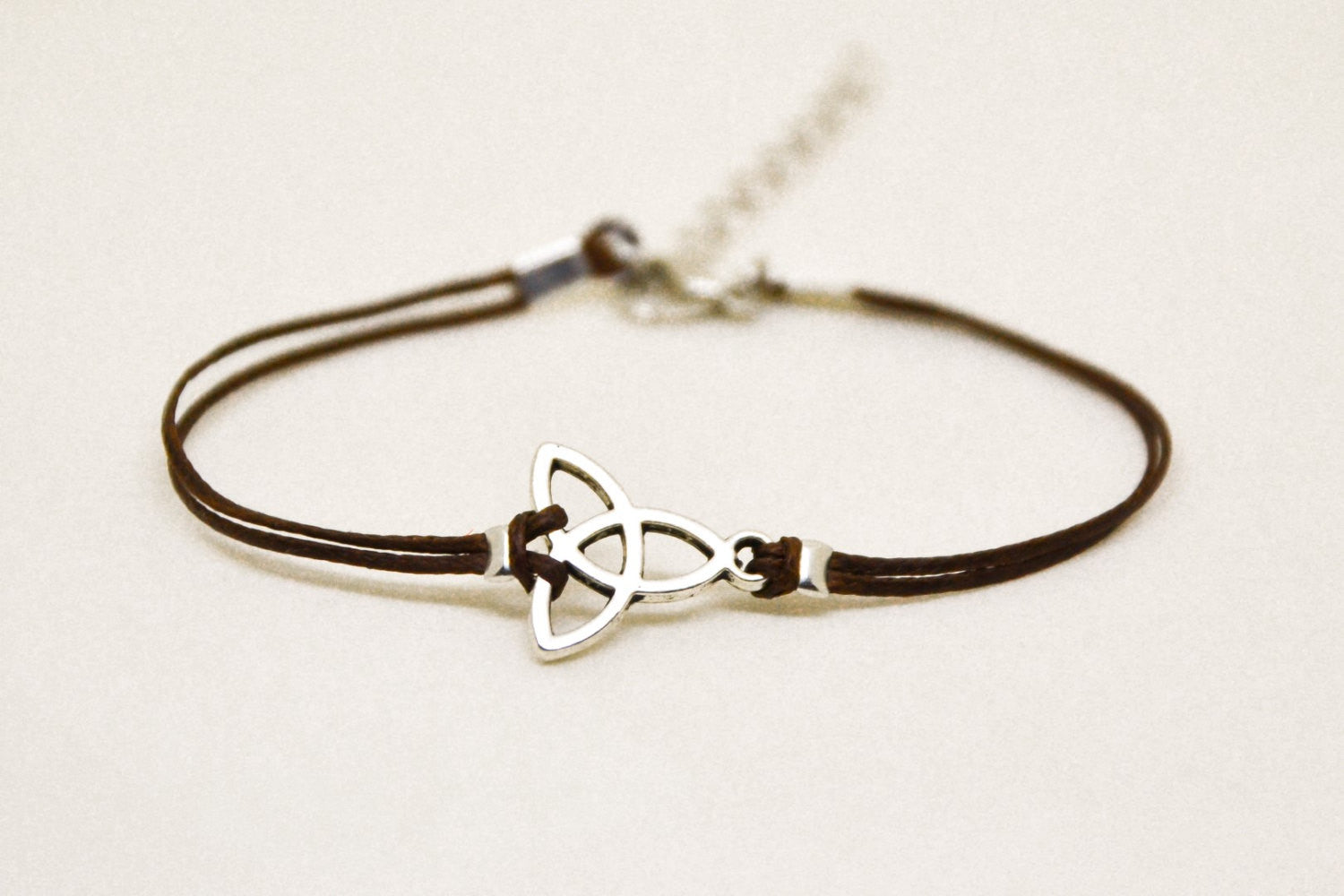 Brown bracelet with silver Trinity charm for women - shani-adi-jewerly