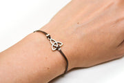 Brown bracelet with silver Trinity charm for women - shani-adi-jewerly