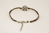 Brown cord bracelet with decorated silver circle bead charm - shani-adi-jewerly