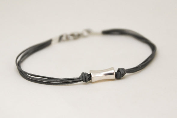 Gray bracelet for men, silver tube charm - shani-adi-jewerly