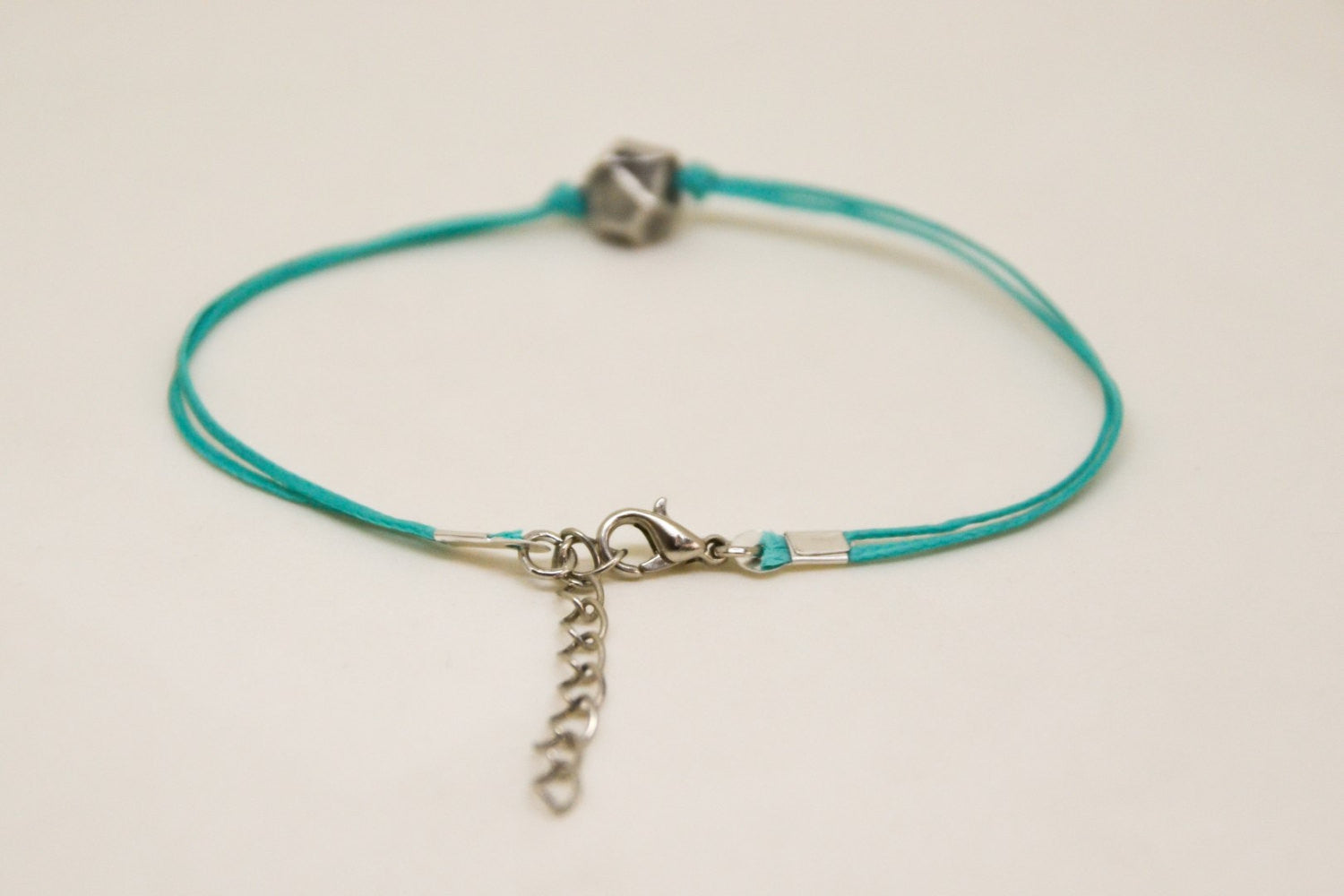 Turquoise cord bracelet with silver nugget charm - shani-adi-jewerly