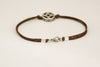 Silver circle bracelet for men, brown cord - shani-adi-jewerly
