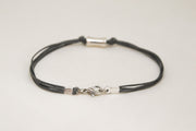 Gray bracelet for men, silver tube charm - shani-adi-jewerly