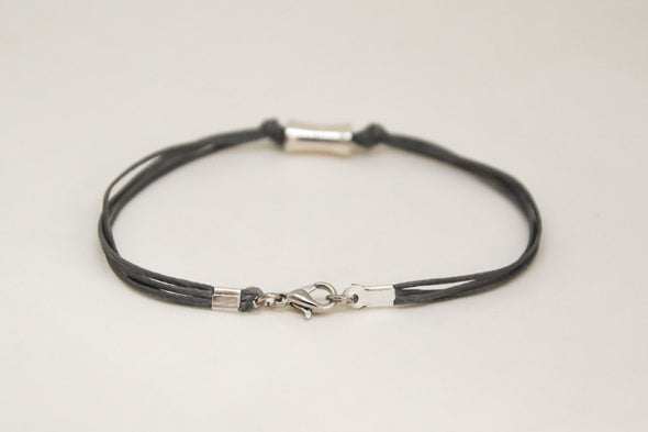 Gray bracelet for men, silver tube charm - shani-adi-jewerly