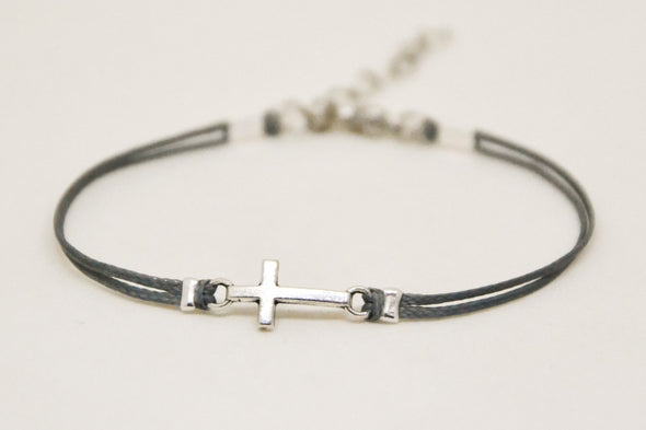 Women bracelet with silver cross charm - shani-adi-jewerly